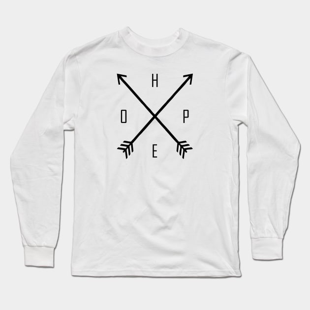 hope arrow black Long Sleeve T-Shirt by Typography Dose